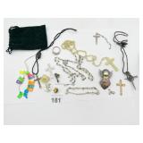 ASSORTED RELIGIOUS JEWELRY, INCLUDES ROSARIES,