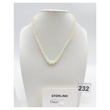 PEARL STRAND NECKLACE, GRADUATED WHITE PEARLS,