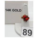 14K GOLD RING, BRUTALIST STYLE, 6.6 GRAMS SZ 7