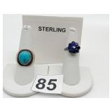 STERLING SILVER RINGS, 0.496 OZT SZ 5 AND 8