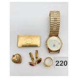HAMILTON QUARTZ WATCH, GOLD-TONE EXPANSION BAND,