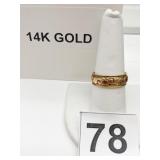 14K YELLOW GOLD BAND, 4.54 GRAMS SZ 8 PIERCED