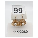 14K GOLD DANGLE EARRINGS, 7.4 GRAMS OPENWORK