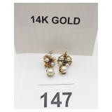 STAMPED 14K GOLD EARRINGS, 5.3 GRAMS CLUSTER
