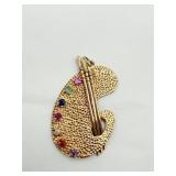 14K GOLD ARTIST PALETTE PENDANT, (8.3 GRAMS)