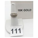 18K GOLD RING, 4.9 GRAMS SZ 6 MULTI-STONE