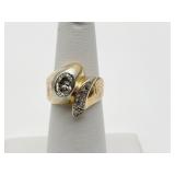 14K GOLD RING, TWO-TONE DESIGN, 7.7 GRAMS DIAMOND