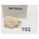14K GOLD CARVED BONE 25.5 GRAMS TOTAL WEIGHT