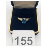 14K GOLD RING, LIBCO, 3.4 GRAMS SZ 8 OVAL BLUE