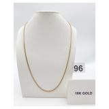 18K GOLD BOX CHAIN NECKLACE, 11.3 GRAMS 24"