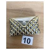 METAL COMPACT, QUILTED PATTERN, GOLD AND SILVER
