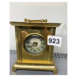 TIMEWORKS INC. MANTEL CLOCK, BRASS CASE, QUARTZ