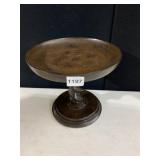 WOOD PEDESTAL STAND, DARK STAIN, BARLEY TWIST