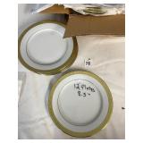 ROYAL GALLERY GOLD BUFFET PORCELAIN PLATES, WHITE
