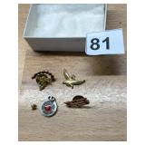 ASSORTED PINS, CHERUB W/ RED STONES, FLYING BIRD