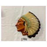 PLASTER WALL PLAQUE, NATIVE AMERICAN CHIEF