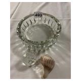 ITALIAN CRYSTAL ASHTRAY, FACETED RIM, CLEAR