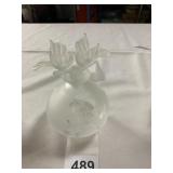 FROSTED GLASS PERFUME BOTTLE, SPHERICAL FORM,