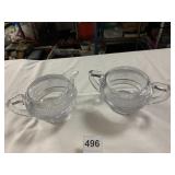 CRYSTAL CREAMER AND SUGAR BOWL, DIAMOND CUT