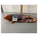 MEXICAN POTTERY LIZARD FIGURINE, HAND-PAINTED