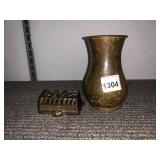 BRASS VASE, HAMMERED FINISH, FLUTED FORM, BRASS