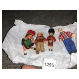 ASSORTED MINIATURE DOLLS, FABRIC CLOTHING,