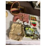 ASSORTED CRAFT SUPPLIES, INCLUDES WICKER BASKET,