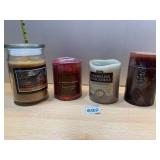 SCENTED CANDLE IN GLASS JAR, RED GLITTER LED