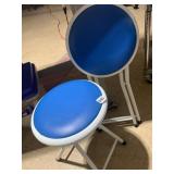 FOLDING STOOLS, WHITE METAL FRAMES, BLUE PADDED