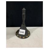 CAST IRON DINNER BELL, BLACK FINISH, GOLD STAR