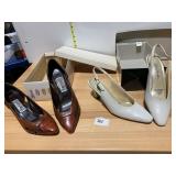XANADU BROWN LEATHER PUMPS, LITE STRIDE WHITE