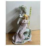 PORCELAIN ANGEL FIGURINE, SEATED FIGURE, FLORAL