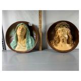 CERAMIC WALL PLAQUES, RELIEF BUSTS OF JESUS AND