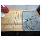ASSORTED COSTUME JEWELRY, INCLUDES METAL CHAINS,