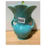 USA POTTERY VASE, TURQUOISE GLAZE, DOUBLE