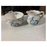 MAXCERA BLUE WHITE TOILE CERAMIC BOWL AND