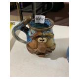 STUDIO POTTERY MUG, HAND-THROWN, DRIP GLAZE,