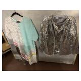FEMINISTA DRESS, FLORAL PRINT, XXL, SILVER SEQUIN