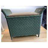H.N. THAYER CO. WICKER STOOL, GREEN PAINTED
