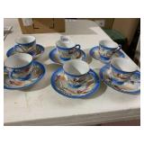 MORI CHINA TEA SET, BLUE AND WHITE, DRAGON MOTIF,