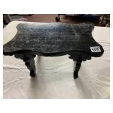 WOODEN STOOL, BLACK PAINTED FINISH, SCALLOPED