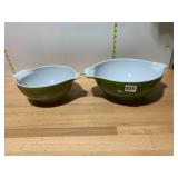 PYREX MIXING BOWLS, GLASS, LIME GREEN, CINDERELLA