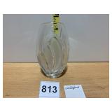 WATERFORD CRYSTAL VASE, CLEAR AND FROSTED GLASS,