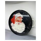METAL SERVING TRAY, SANTA CLAUS GRAPHIC, BLACK