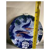 JAPANESE PORCELAIN DECORATIVE PLATE, KOI FISH AND