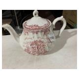ROYAL WESSEX TEAPOT, CERAMIC, PINK TRANSFERWARE,