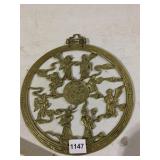 BRASS WALL PLAQUE, CIRCULAR, OPENWORK DESIGN,