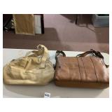 CAPEZIO LEATHER HANDBAG, CREAM, GOLD-TONE