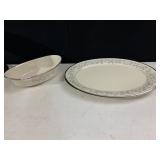 PORCELAIN SERVING SET, INCLUDES OVAL PLATTER AND