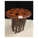 FOLDING STOOL, LACQUERED WOOD, CIRCULAR TOP,